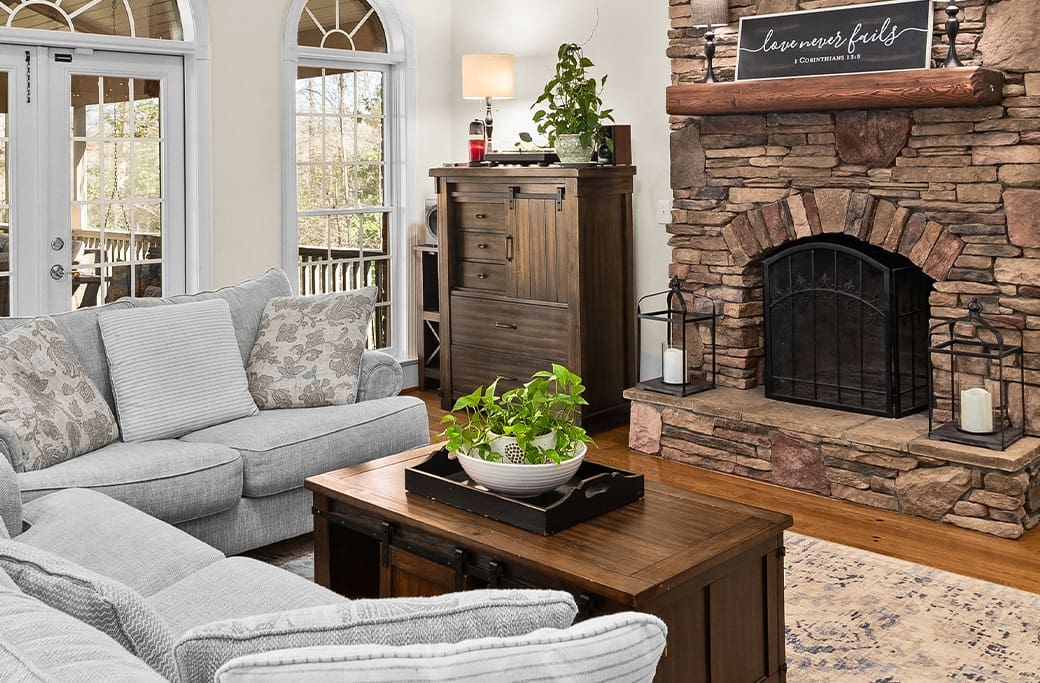 Staged living room prepared for sale in Winston-Salem